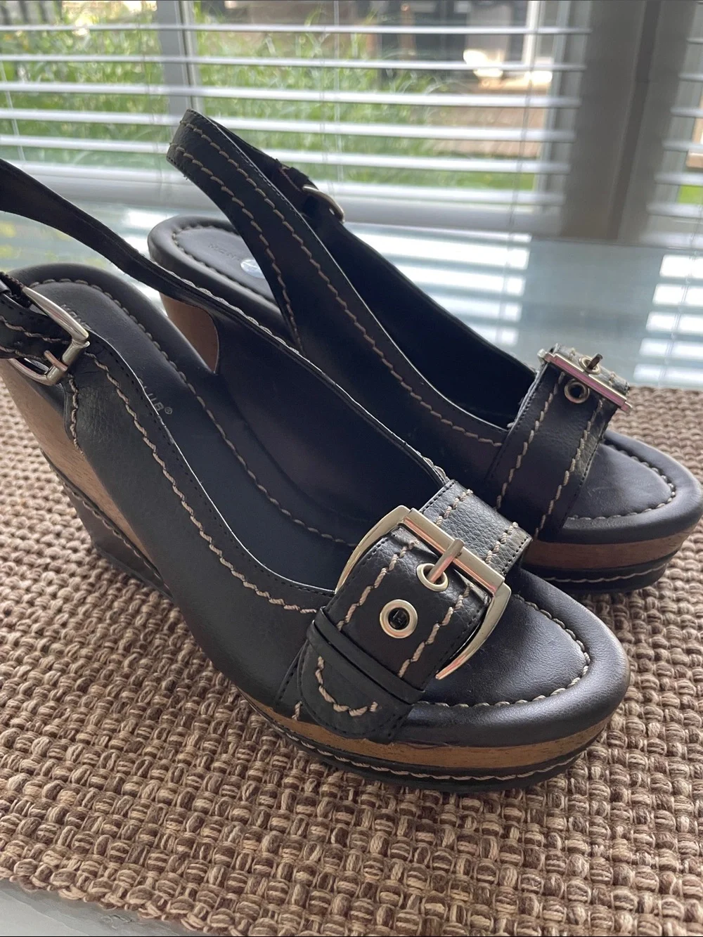 Montego Bay Club Wedge Open-Toe Sandals With Buckles Size 7